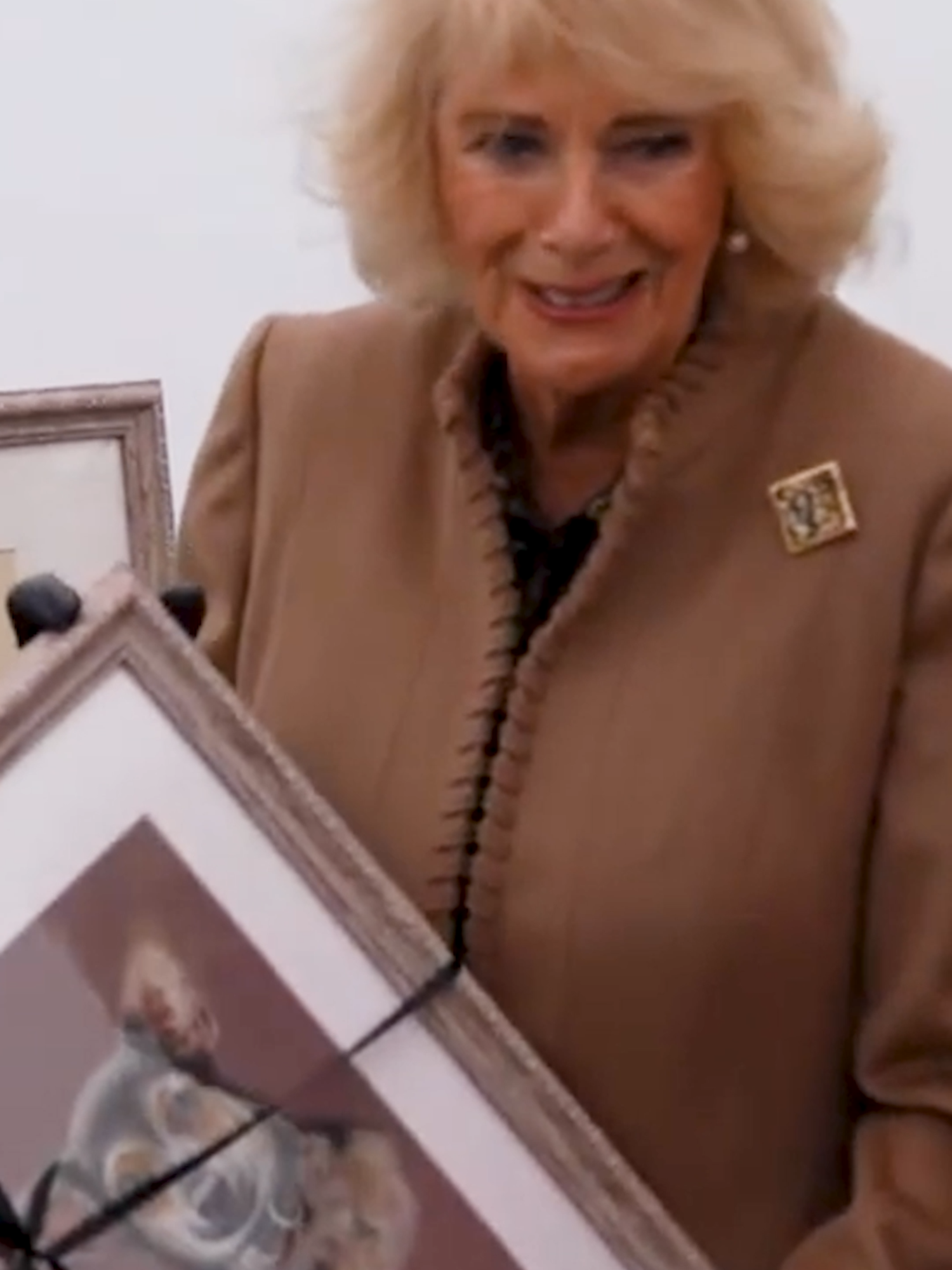 Watch Adorable Moment Queen Receives Painting of 