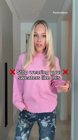 Sweater Hacks @Fashion Nova Autumn Outfit Styling tips for oversized sweatshirts 😍 Outfit 1 👚 On Wednesdays Pullover Sweater Pocket Of Posies Straight Leg Jeans Outfit 2 👕 Mylie Cable Knit Polo Sweater Virtue And Vice Wide Leg Baggy Jeans #sweaterhacks #fashionhacks #stylingtips 