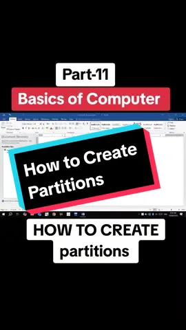 Basics of Computer series part 11  creating partitions#computer #foryou #part11#cs #hafeezkarim #begginers #partitions #fy @Kashif Ahmad 