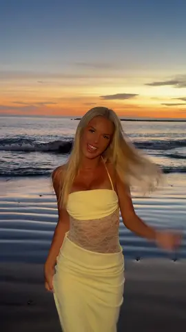nearly got hit by a wave ahahah but i had to use this sound #fyp  #yellowdress #holiday 