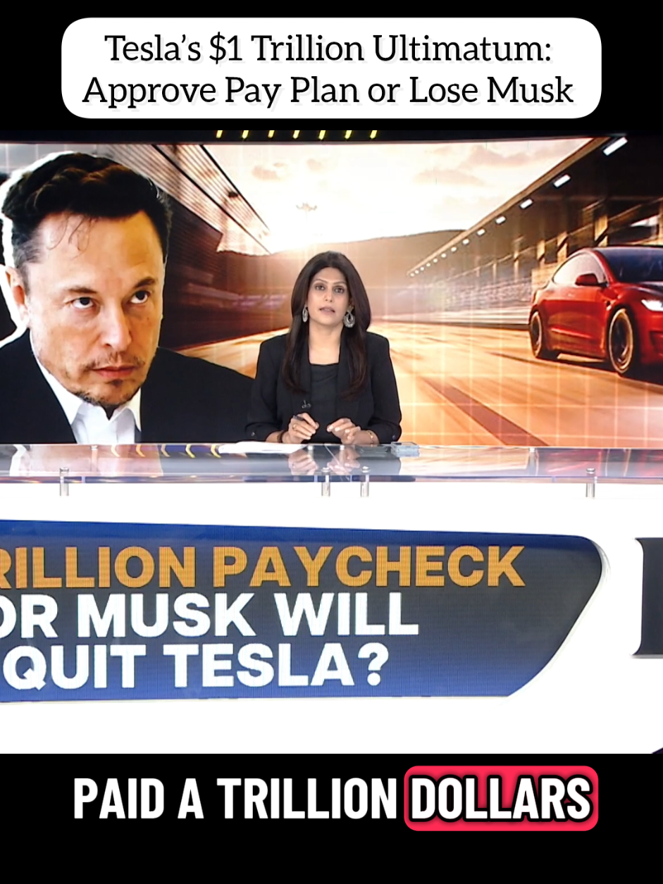 Tesla’s $1 Trillion Ultimatum: Approve Pay Plan or Lose Musk |  #tesla #elonmusk #foryoupage #todaynews #news #palkisharma 