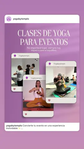 ✨Convierte tu evento en una experiencia inolvidable✨ Agrega una clase de yoga y regala a tus invitados un momento de conexión y energía. ✨Ideal para eventos como: cumpleaños, fiestas privadas, meriendas, congresos, picnic saludables…⌛️🧡 ✨No importa el lugar, siempre hay espacio para el equilibrio🌿🧘🏼‍♀️ ✨Contacta con nosotros para hacer de tu evento un momento inolvidable y único 📆🍀 #yoga #yogalife #yogaclasses #eventosunicos #bienestar 