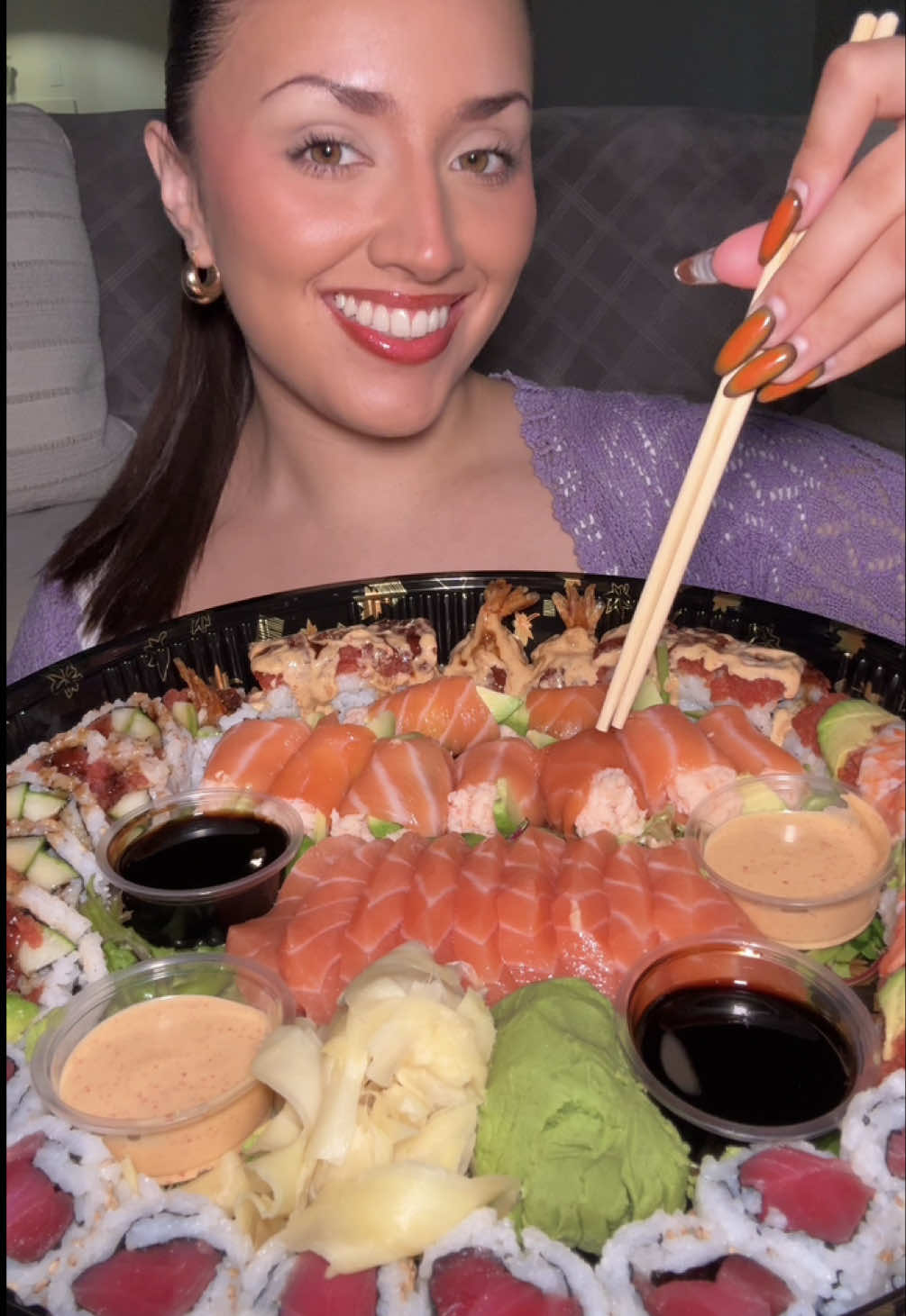 these sushi party platters from sushi time (in torrance) are my FAV 😍🍣 #sushi #mukbang #eating #fypシ #viral 