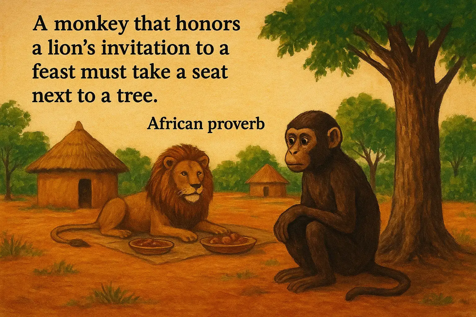 MEANING: Be cautious when dealing with powerful or dangerous people even if they seem friendly or inviting. You must stay alert and keep a safe escape plan! #AfricanProverbs #Africa #fyp 