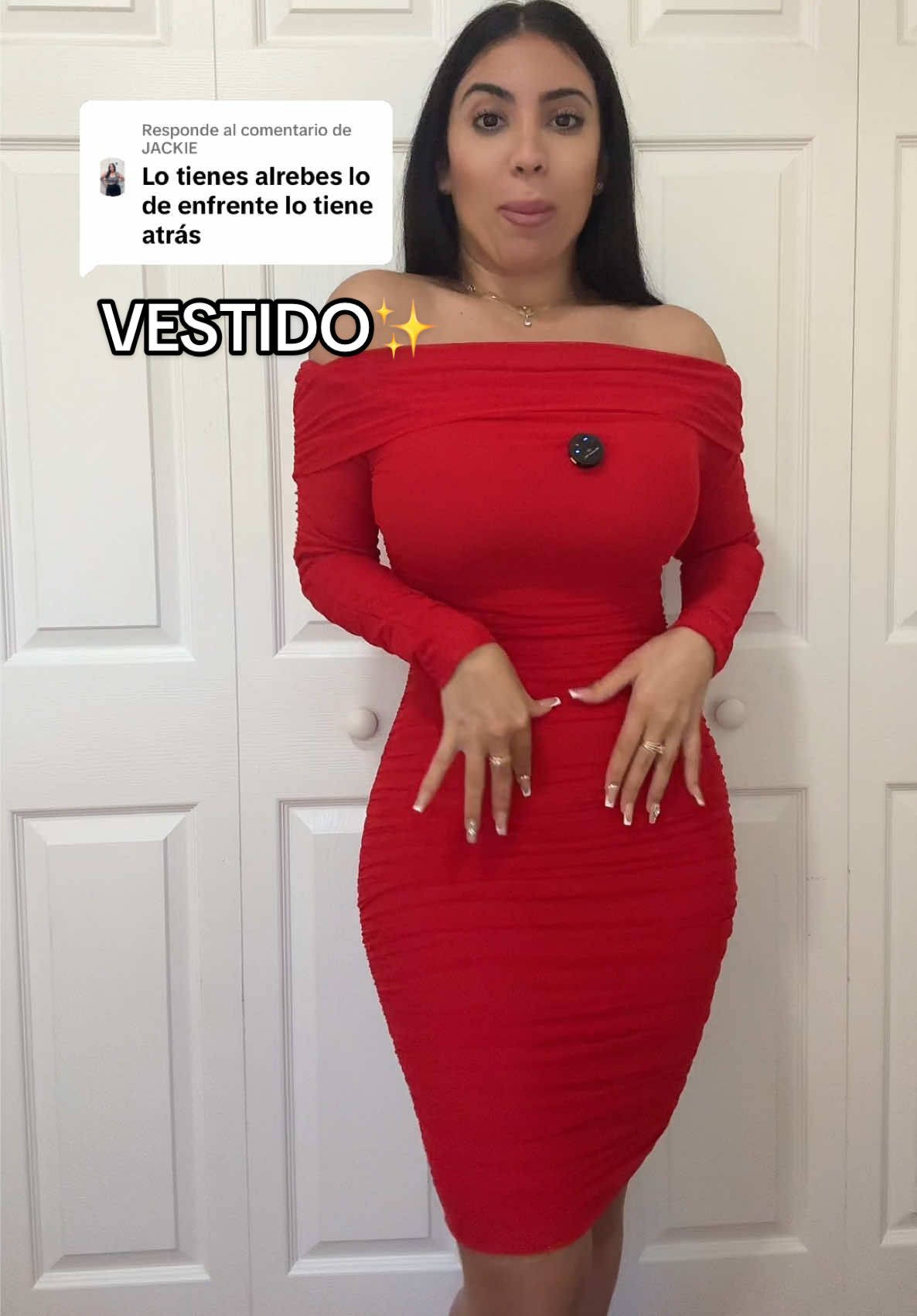 Respuesta a @JACKIE un vestido muy bonito 😍 y yo con el al revés 🤭 gracias a la amiga!!! #vestido #vestidos #reddress #dresses 