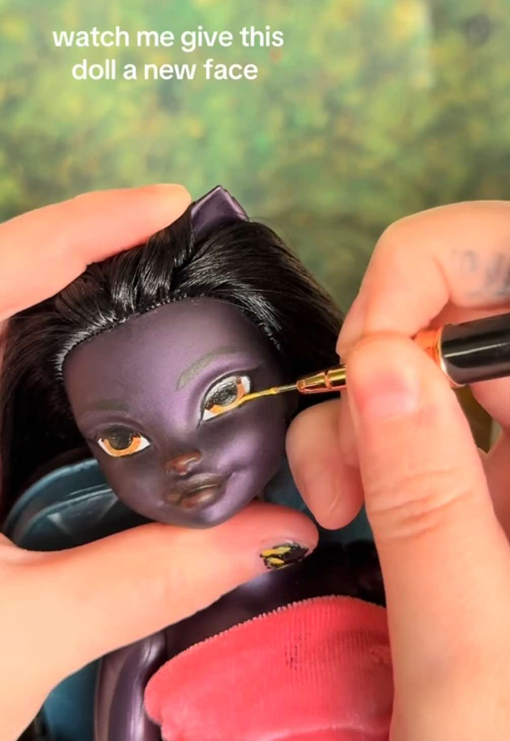 Giving Katty a Halloween/Harvest makeover… I think her new name will be Pumpkin 🎃 #ooakdoll #repaint #ooak #faceup #toydestroyer 