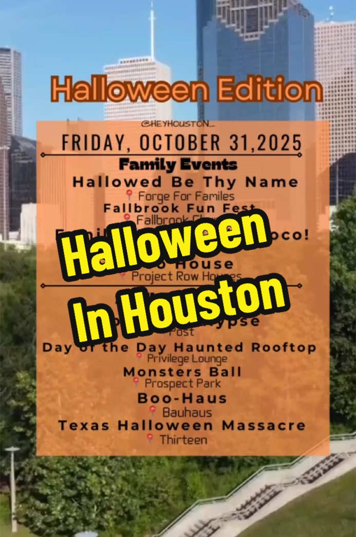Hey Houston, Halloween is here! If you need something to do, here’s a list of events.  Be sure to check if any events are canceled pior to the event date. I checked these events on the location Instagram, pages, eventbrite & google but it is your responsibility to make sure all ticket purchases are from valid sites.   ##houstontx##HoustonEvents##ThingsToDolnHouston##DiscoverHouston##houstontx##houston##HeyHouston ##thisweekend##houstonvlogger##houstoninfluencer##eventbrite ##halloween##halloween2025##houstonnightlife##halloweenhouston