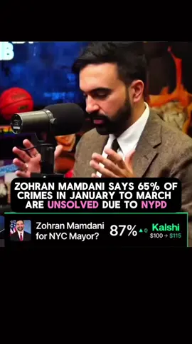 Zohran Mamdani says 65% of crime  in January to March are unsolved 🤯 dye to NYPD.😱 . . #zohranmamdani #mamdani #podcastclips #podcast #fyp 