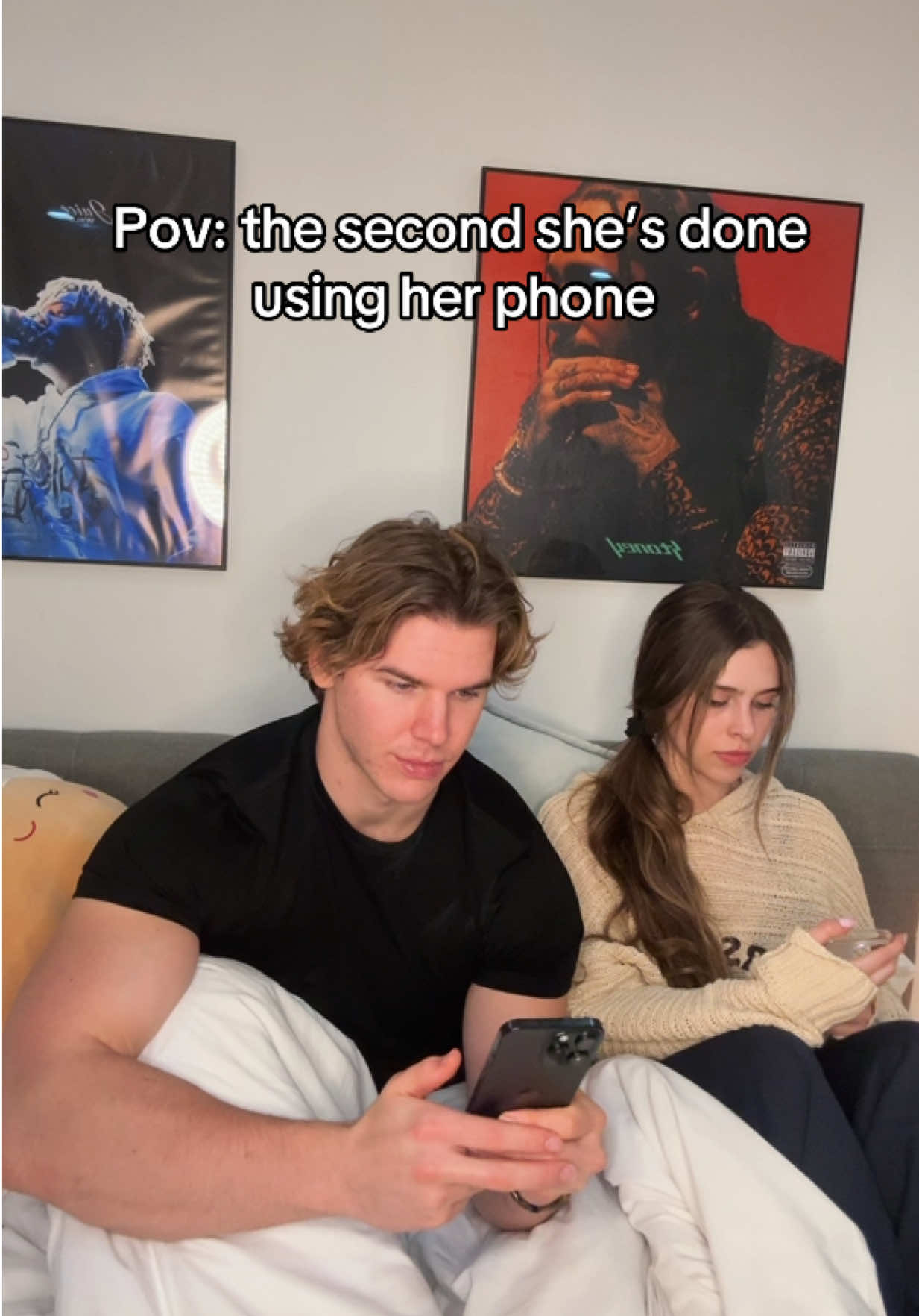 She don’t wanna talk till you touch your phone 💀😂 @Maia Zakay #relationships #coupleshumor #relatable #boyfriend #girlfriend 