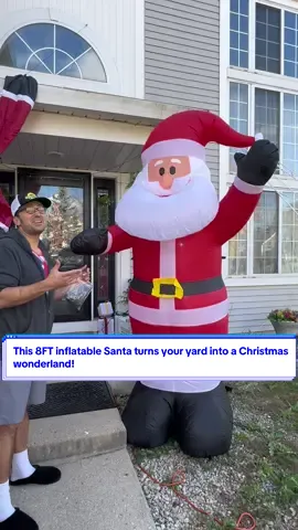 Bring the holiday spirit home with this giant glowing Santa 🎅💡 Perfect for front yards! #ChristmasDecor #HolidayVibes #InflatableSanta #YardDecor #ChristmasLights          