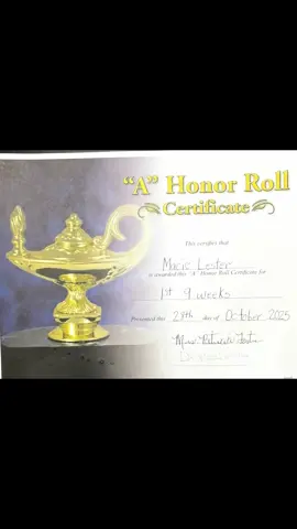 Congratulations Macie, A Honor Roll