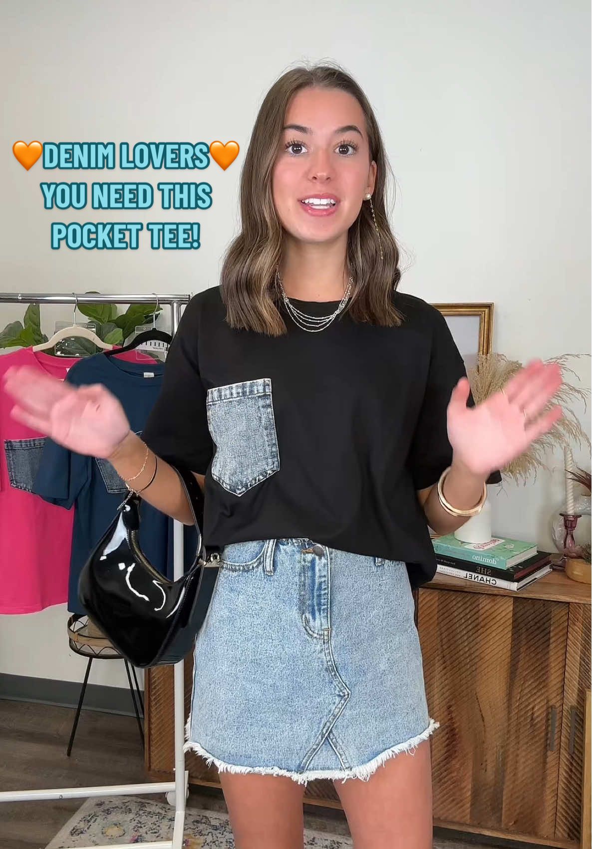 A relaxed essential with a pop of denim ✨ The Cool Impression Tee brings that perfect mix of casual and cool — designed for days when you want comfy and cute. 👕 Soft, breathable cotton feel 🩵 Denim pocket detail for a stylish touch 🪡 Oversized, relaxed drape 🌈 Available in multiple everyday shades 💲 $39 #madisonandmallory #coolimpressiontee #denimpocket #everydaystyle #madisonmallorystyle          