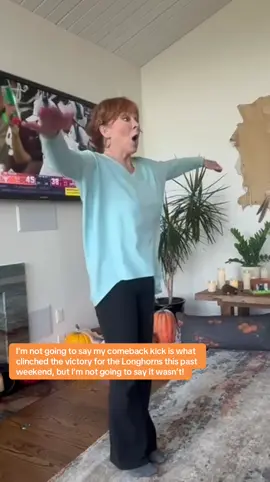 I’m not going to say my comeback kick is what clinched the victory for the Longhorns this past weekend, but I’m not going to say it wasn’t! Hook ‘em horns!  @Texas Longhorns #texaslonghorns  Also, @Kristin Chenoweth @NBC #stumble, I’m ready when you guys need me to fill in.