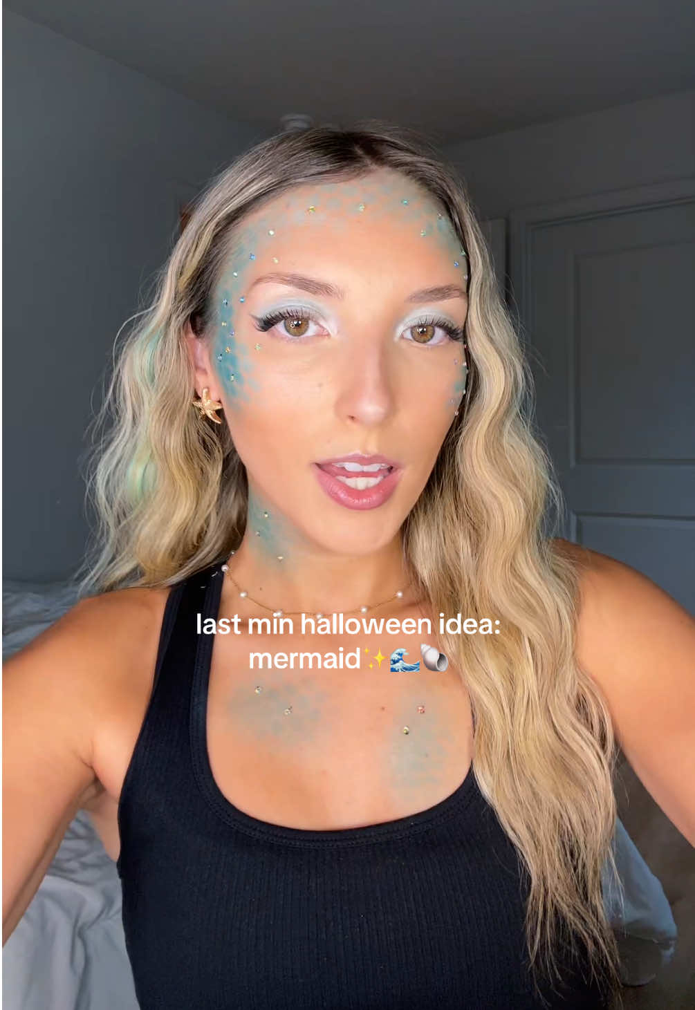mermaid halloween makeup inso✨🐚 #transition #halloweentransition #halloweenlook #halloweenmakeup 