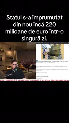 Statul s-a împrumutat din nou 220 milioane de euro într-o singură zi. #unumihai #stiri #pentrutine #stiriromania #breakingnews 