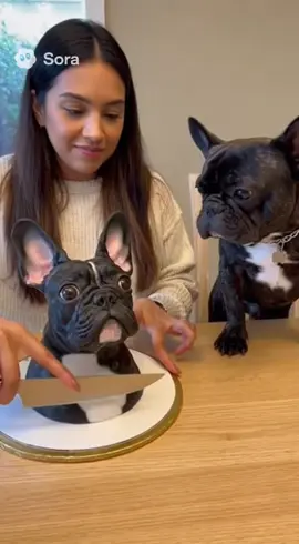 Just had to jump on this trend! When mom cuts a cake that looks like you, yes AI generated #frenchie #frenchbulldog #petoftiktok #trending #comedyvideo 