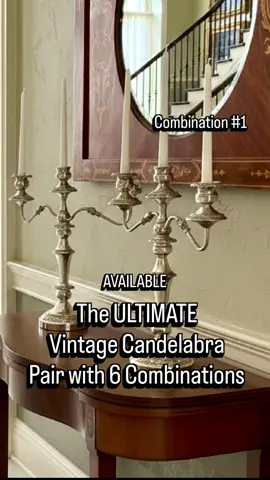 ✨ They don’t make them like this anymore ✨ This pair of vintage silver plate convertible candelabra is simply incredible — beautifully designed to transform into 5 different display styles. From elegant single candlesticks to tall 3-light candelabra, and even grand 5-light showpieces with the ornate toppers included. 🌟 The versatility is unmatched — these pieces are not just functional, they’re works of art. Imagine switching up your dining table, mantle, or holiday display with the very same pair. That’s the kind of craftsmanship we don’t see anymore, and why antiques like these are so special. 💕 📏 Full height: 18.5” | Width: 17” | Base: 5.5” | 5-arm toppers: 14.5” spread Available now at themarialvacollection.com ✨ #themarialvacollection #antiquetableware #vintagecandelabra #antiquecandelabra #silverdecor        