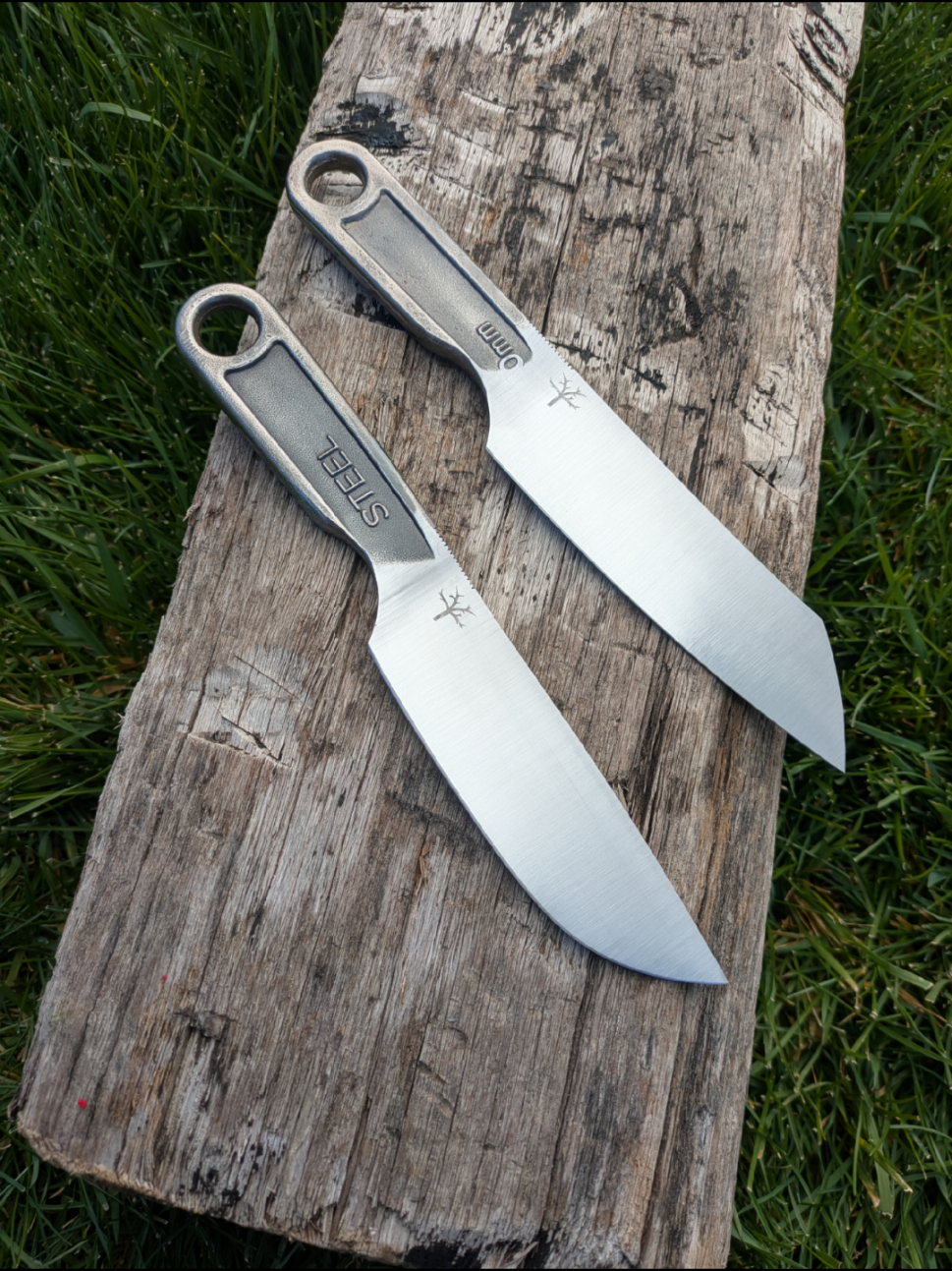 I forged a few wrench knives this morning and wanted to get your opinion, which of these blade shapes would you personally prefer? I like them both pretty equally. The standard drop point has its point in a more intuitive position for poking, and the deeper curve of the edge is better for sliding the edge across a surface, but the wharncliffe's flatter edge makes it easier to sharpen and makes it easier to cut with the tip. What do you think? What features in a blade are most important to you?  #knives #knifemaking  #sanding #blacksmith #workshop 