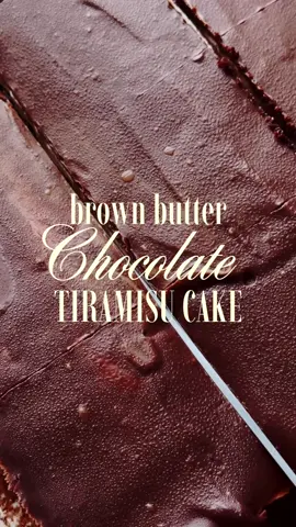 Brown Butter Chocolate Tiramisu Cake ☕️🍫 my favorite chocolate cake recipe from @hersheys 🤝 brown butter espresso brown sugar syrup 🤝 rich mascarpone vanilla bean tiramisu filling 🤝 brown butter chocolate ganache 😅 I brown buttered everything I could on this tiramisu cake down to the syrup and the ganache. The ganache tastes like toasted hazelnuts and dark chocolate had a baby.  Find the full recipe in my FREE Substack newsletter which is linked in my bio! 