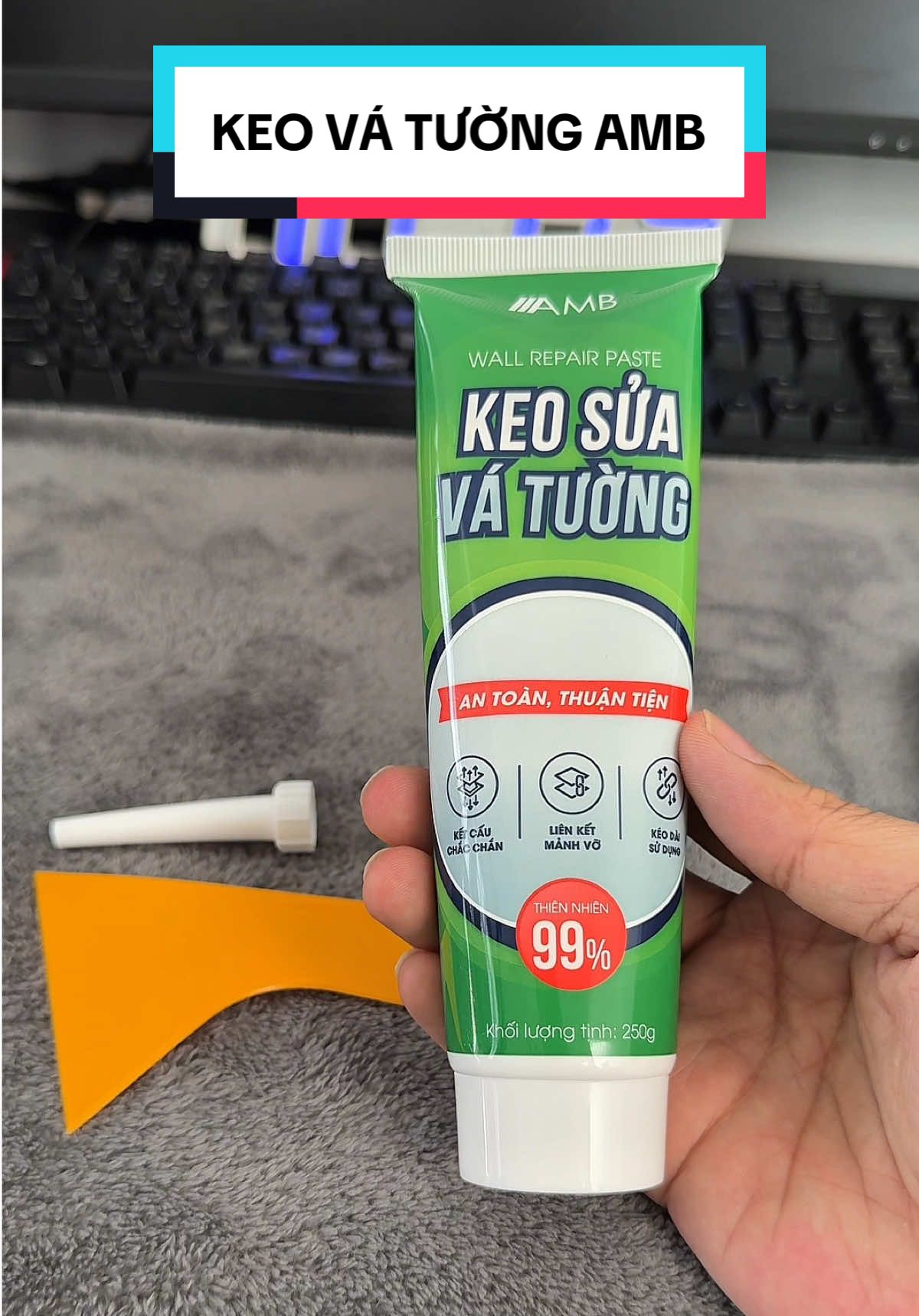 Chỉ 29💲- Keo Vá Tường Chống Thấm AMB 250gr - Trám Trét Vết Nứt Khe Hở Tường - Chống Mốc Ẩm Làm Sạch Tường - HÀNG CHÍNH HÃNG