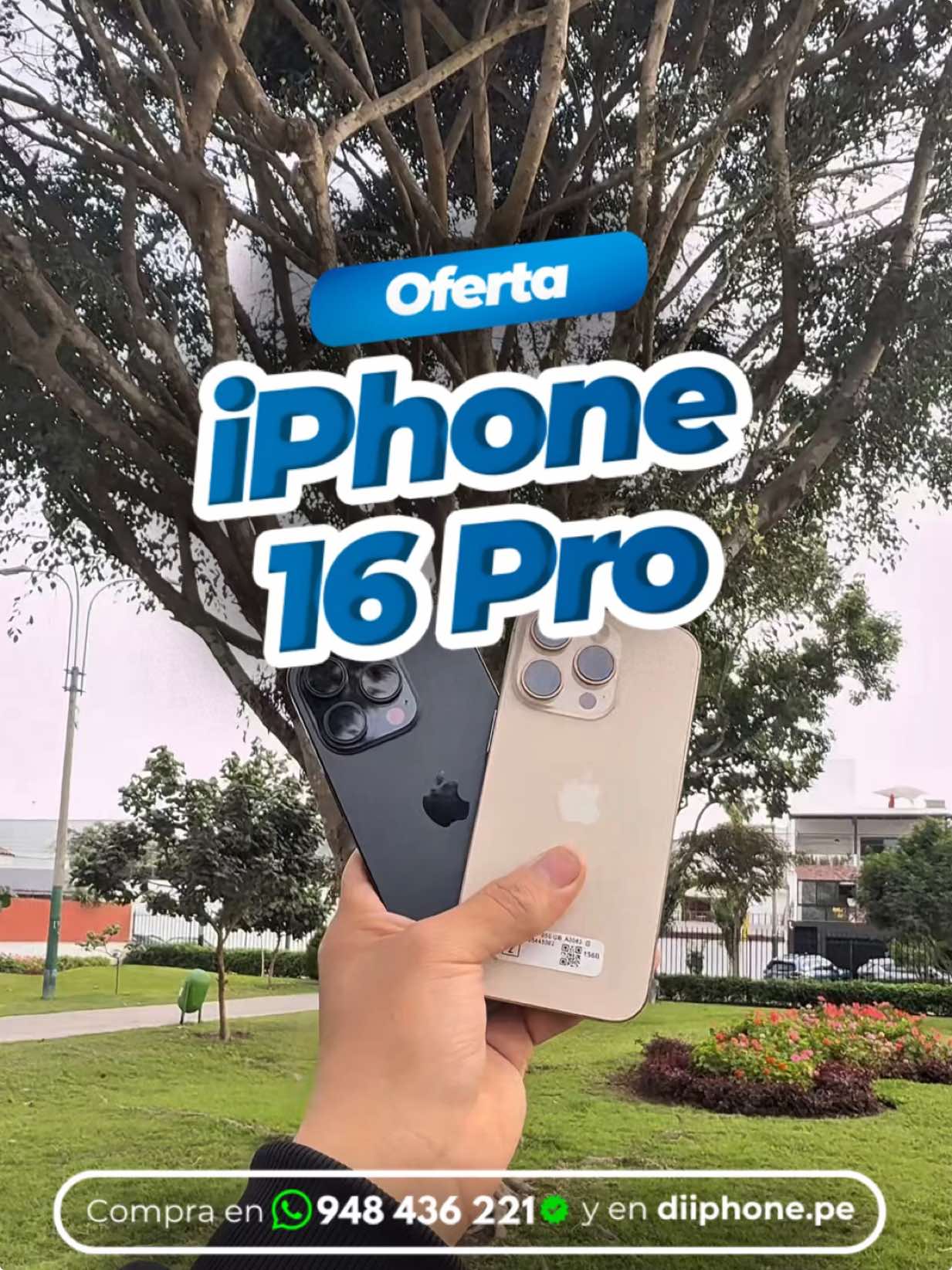 📱 ¡Doble oferta en Di iPhone! iPhone 16 Pro de 256 GB, color Desierto 🏜️ y Negro 🖤, ambos equipos de exhibición con garantía de 1 año 🔥 💥 ¡Aprovecha nuestras ofertas especiales por tiempo limitado! 📦 Delivery contra entrega en Lima y envíos a todo el Perú 🇵🇪 📲 Escríbenos al 948 436 221 #DiIphone #iPhone16Pro #OfertasApple #iPhonePerú #CompraConGarantía 