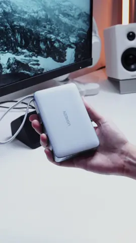 Just unboxed the UGREEN MagFlow 10,000mAh Magnetic Wireless Power Bank and I gotta say, this one’s packed 😮‍💨 Qi2 certified, built-in cable, strap design, 30W USB-C two-way fast charging, and a percentage display. It’s 25W MagSafe compatible so it snaps right on! 🔋 Can already tell it’s gonna be my go-to power bank. 🤍 Sponsored by: Ugreen  #desksetup #workspace #whitesetup ##techreview