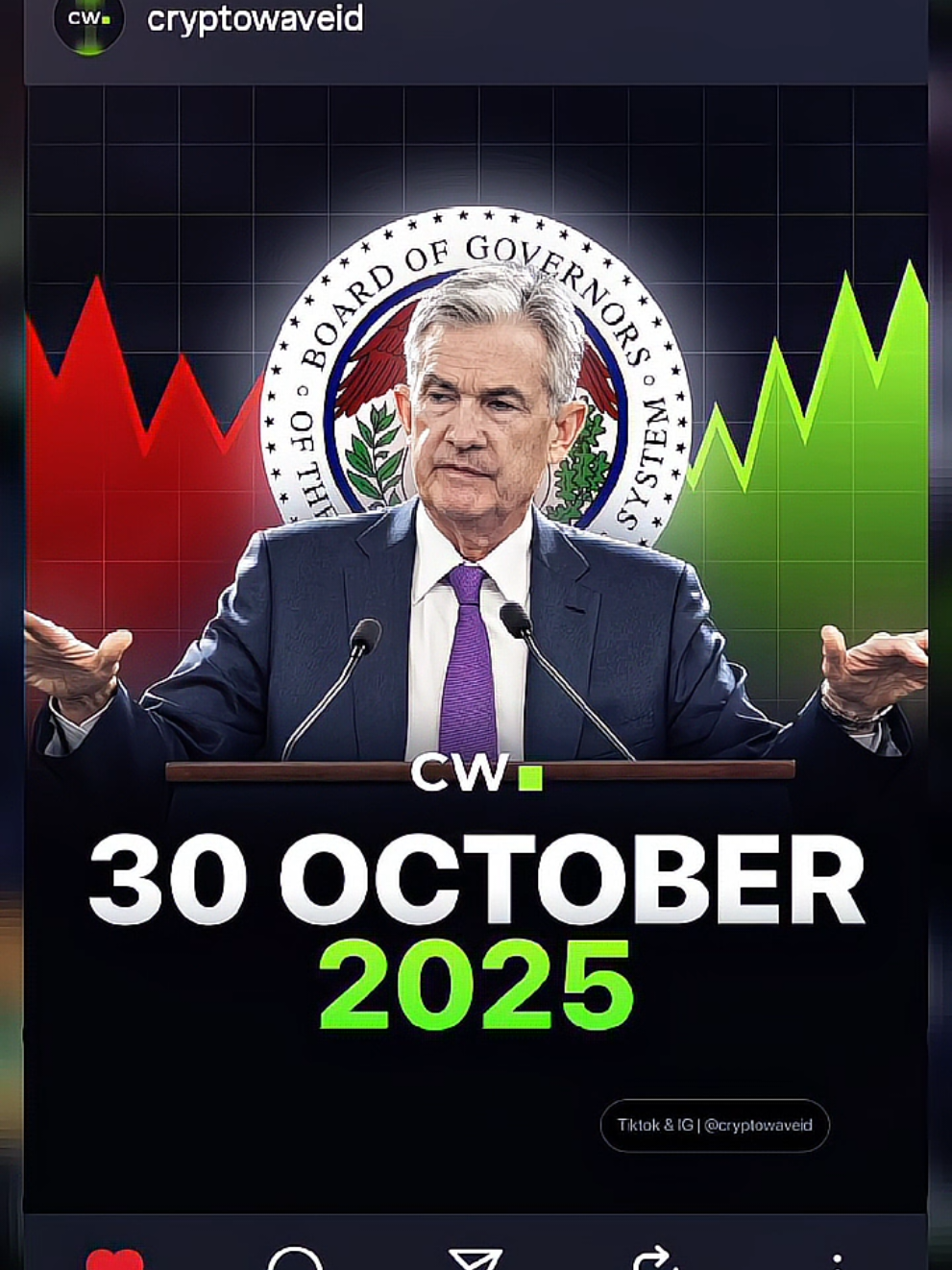 🚨 Market bersiap! Jerome Powell akan “bersabda” lagi di panggung FOMC 📉📈 30 Oktober 2025 – 01:00 WIB 🔥 Prediksi kamu: 🟢 Rate cut → bullish 🔴 Rate stay/hike → bearish 📉📈 Siap profit atau panik jual? #cryptowave #gabrielrey #cryptonews #fypシ゚ 