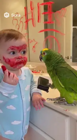 Talking parrot having a funny chat with a baby 🦜😂 | Cutest pet comedy ever! #TalkingParrot #FunnyParrot #parrotsoftiktok  #CutePets #PetsComedy