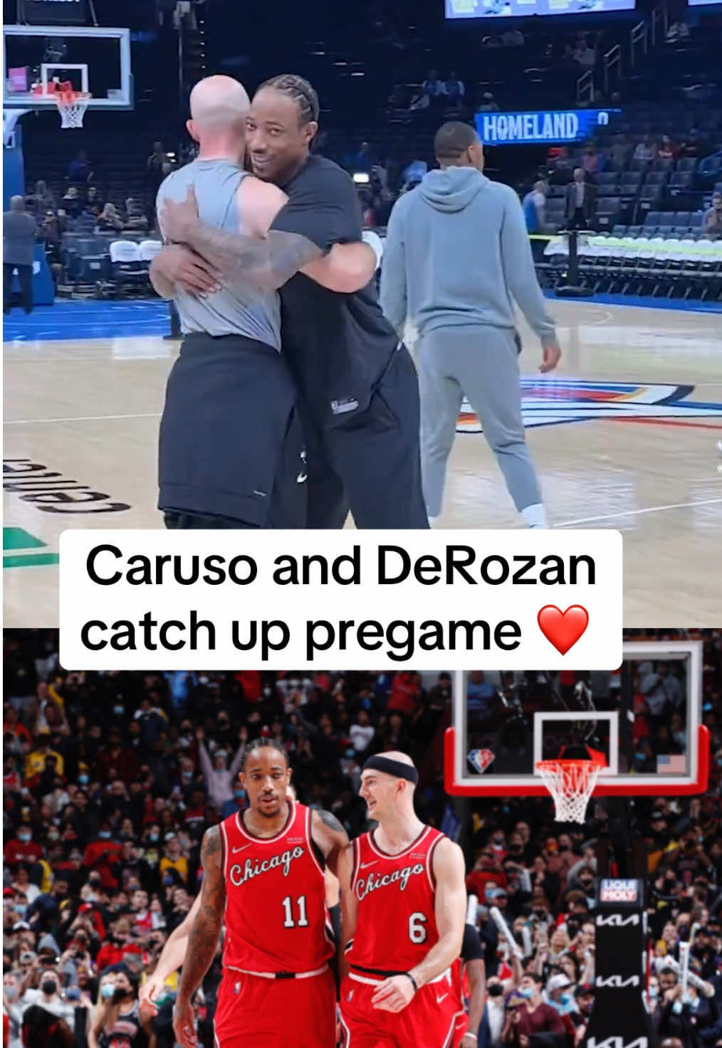 Old teammates turned bros 🤝 (via @Sacramento Kings) #NBA #demarderozan #alexcaruso #espnsocial 