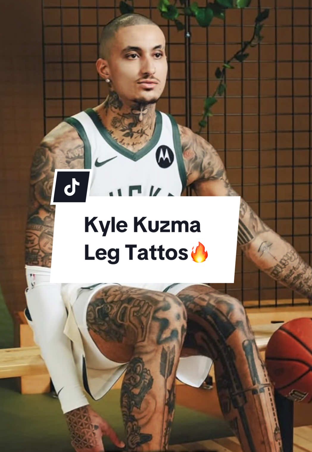 Kyle Kuzma has two full weapon leg sleeves! Some sick tattoos. #kylekuzma #kuzma #inkednba #legtattoo 