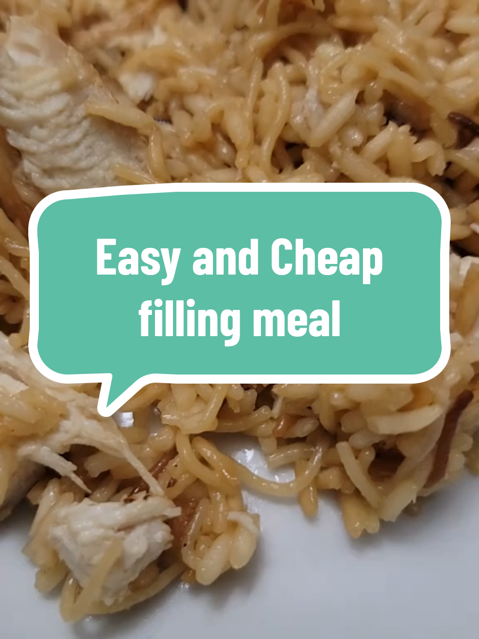 my best budget meal is around 6 dollars for a whole skillet's worth.  1 cup of rice 1/2 cup vermicelli pieces 2 cups of water and a bouillon cube or 1 can of chicken broth and fill the can.  1 chicken breast shredded for max spread spices can be customized <to make it most like the rice side use garlic powder, onion powder, parsley, salt, and pepper> (If all you have is the rice box add chicken and you are good)  Most pantries focus on giving some pantry staples and we don't like using the pre-made sides as much as we can avoid. The addition of the vermicelli helps stretch it and will make it like the box mix because it's a mix of rice and pasta. I get the bag from the soup section for 50 cents per bag. You can also break regular.  Use what you have.  Instructions:  1. Cook chicken breast and season. Keep the drippings in the pan this is flavor.  2. Remove when cooked to temp and rest on a plate. Add a little butter to the pan, add your rice and vermicelli, and toast lightly.  3. Add broth or water and bouillonn and spices and bring to a gentle boil. cover pan. after boiling, stir occasionally,  cover until rice is cooked.  4. dice chicken and add to the pan. I shred the chicken to stretch it further.  Notes:  I like to add some frozen peas and carrots during the rice cooking to make it stretch further. You can do without or add whatever veggies you might like.  This is also a great meal with ground burger just substitute chicken broth for beef broth or boullion. 