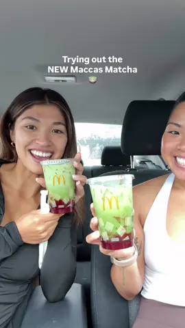 MACCAS JUST RELEASED MATCHA!!! Me and @Sydney | 🎥 Content Creator jumped straight on to it! Go try it out today and let me know your thoughts 🍵  #maccas #maccasmatcha #strawberrymatcha #icedmatcha 