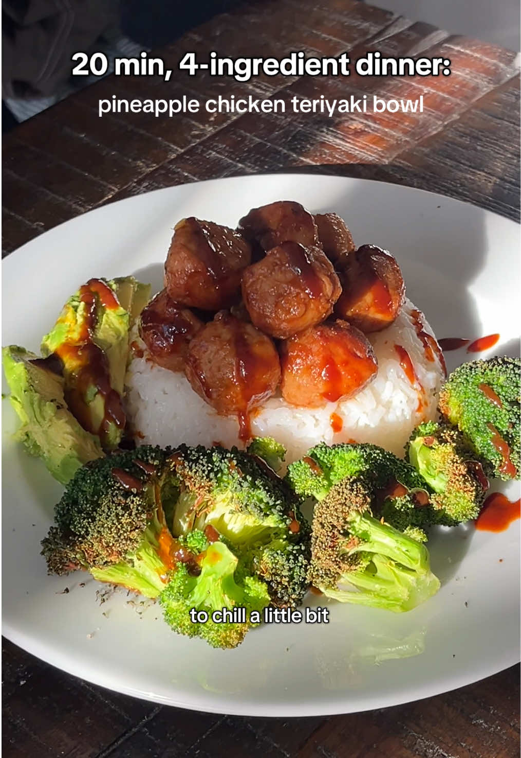 less than $10 for 2 servings of this yummy Trader Joe’s dinner (you can also just buy this at any grocery store)!!! Also not to sound like a gym bro but  this has hella protein ayyyy 😝😝😝  ingredients : 1. TJ’s Broccoli florets  2. TJ’s Pineapple teriyaki chicken meatballs  3. Cooked sticky rice  4. @Momofuku sweet & savory BBQ sauce #traderjoesrecipe #4ingredientsrecipe #EasyRecipe 