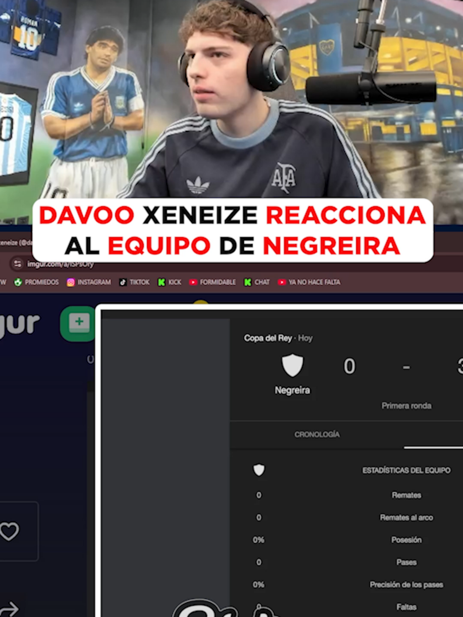 DAVOO XENEIZE REACCIONA AL EQUIPO DE NEGREIRA #argentina #kick #davooxeneize #lacobraaa #bocajuniors #barcelona #negreira #messi