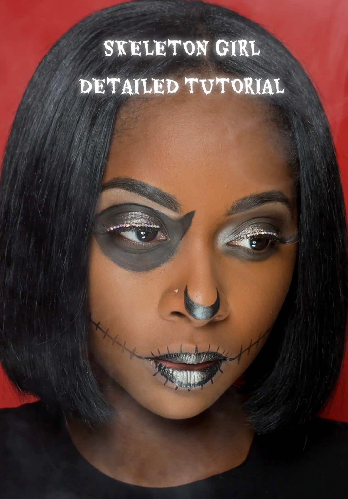 Skeleton girl Halloween makeup 💄  #skeletonmakeup #halloween #fyp 