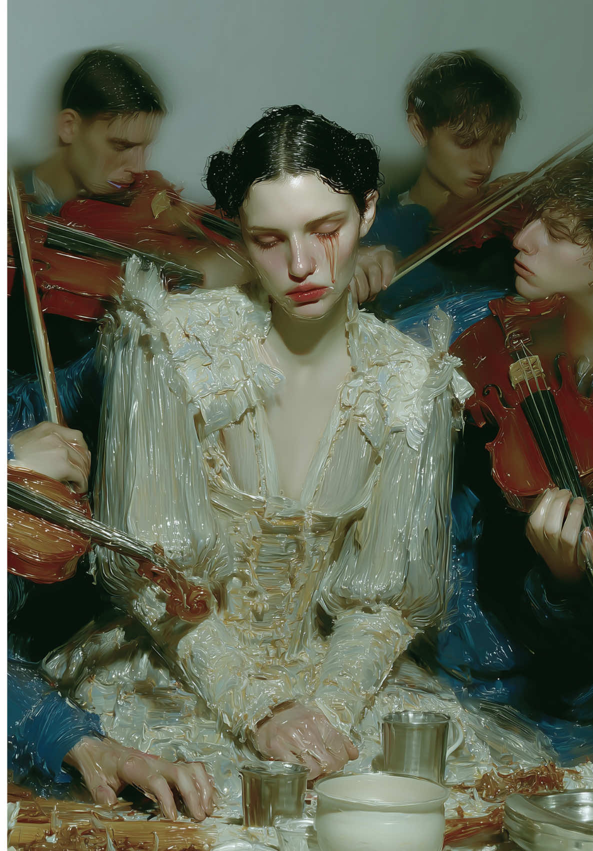 Sorrow’s Symphony 🥀 What I see when I hear Rosalia’s ‘Berghain’ - a sculpted performance where the grief is the entire orchestra. 