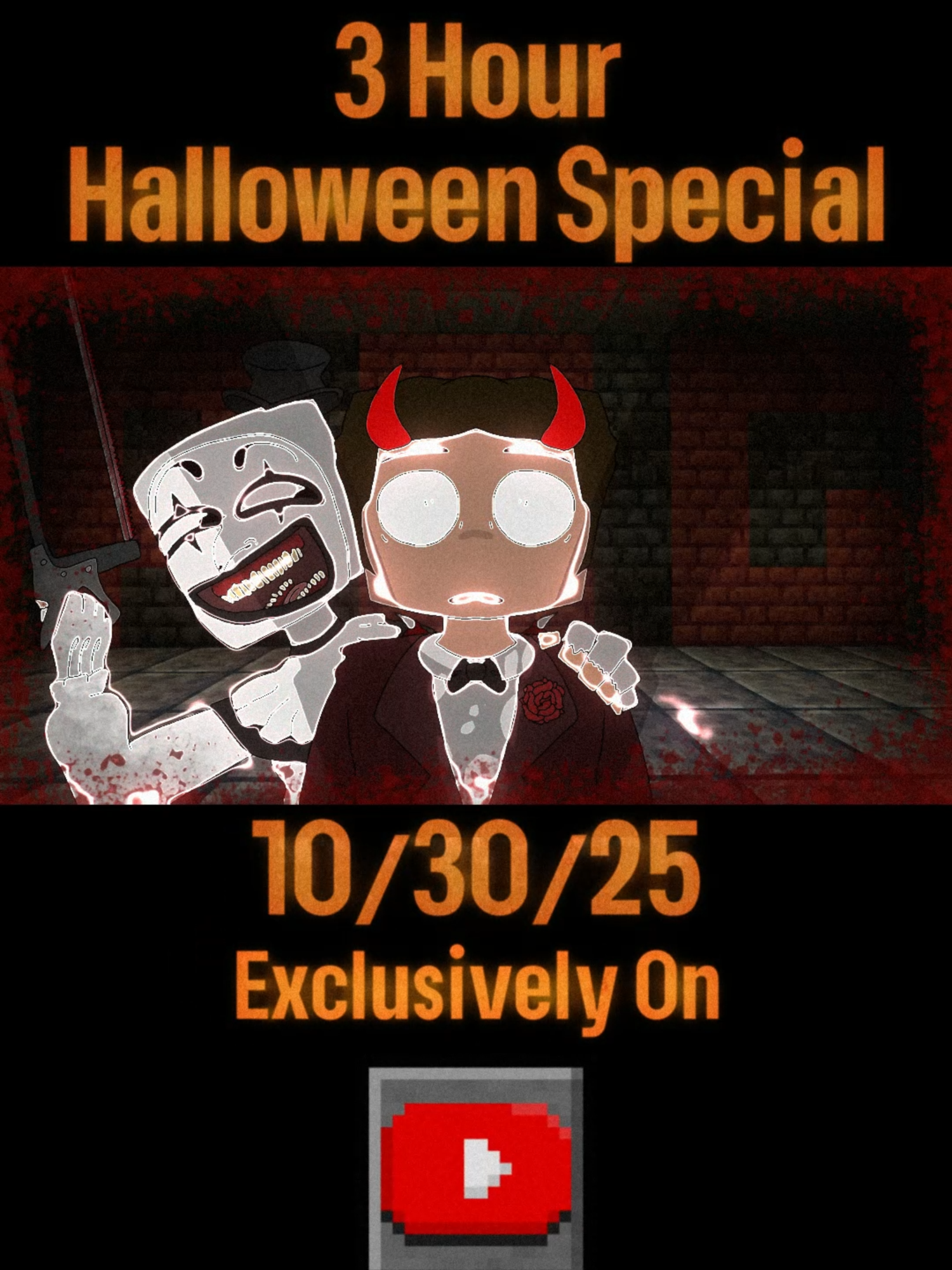 The time for terror is soon upon us... The Slam City 2025 Terrifier Halloween Special is now mere days away... The wait is almost over my employees, and man do I have such sights to show you... 🤵🏻😈🤡🪚 ‼️CATCH UP ON MY LONG FORM CHILDHOOD MINECRAFT WORLD SERIES SLAM CITY ON MY YT CHANNEL BEFORE THE BIG HALLOWEEN SPECIAL! (IN BIO!)‼️ #Minecraft #fypシ゚viral ##minecrafttiktok #terrifier