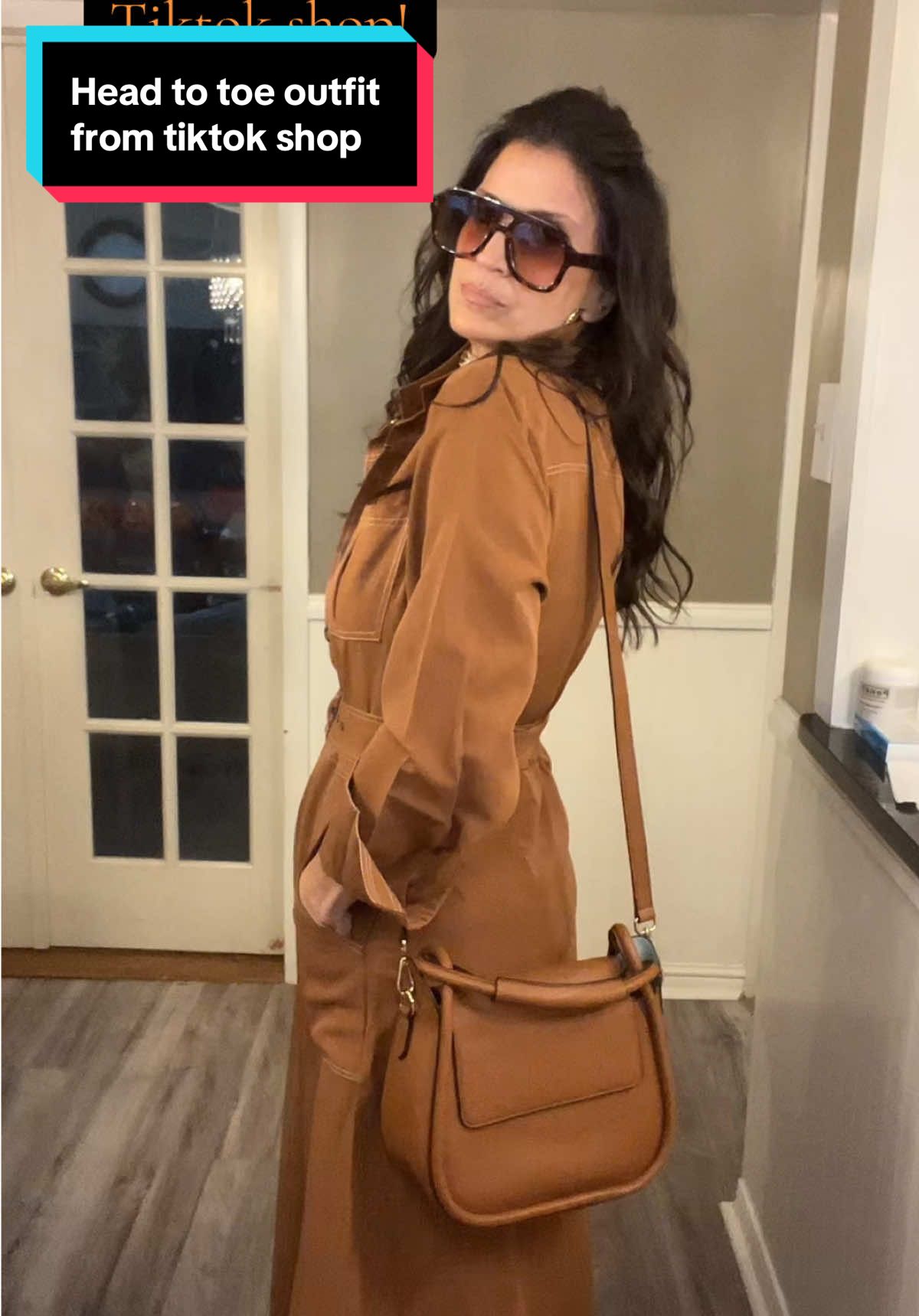 Head to toe outfit from TikTok shop! The dress, the pocketbook, the shoes, the sunglasses! @UOOZEE USA @FEISEDY Eyewear @Musshoe US @Ello Media #OOTD #shopthislook #TikTokShopBlackFriday #cybermonday #blackfridaydeals 