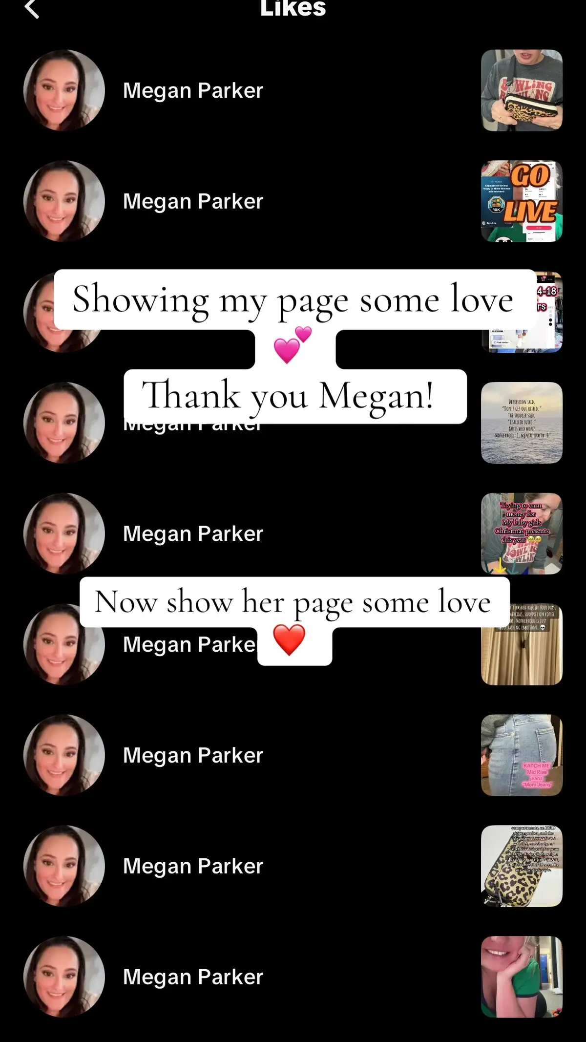 Thank you @Megan Parker for spamming my page! Hopefully my followers will do the same ☺️#supportingfriends #spaming 