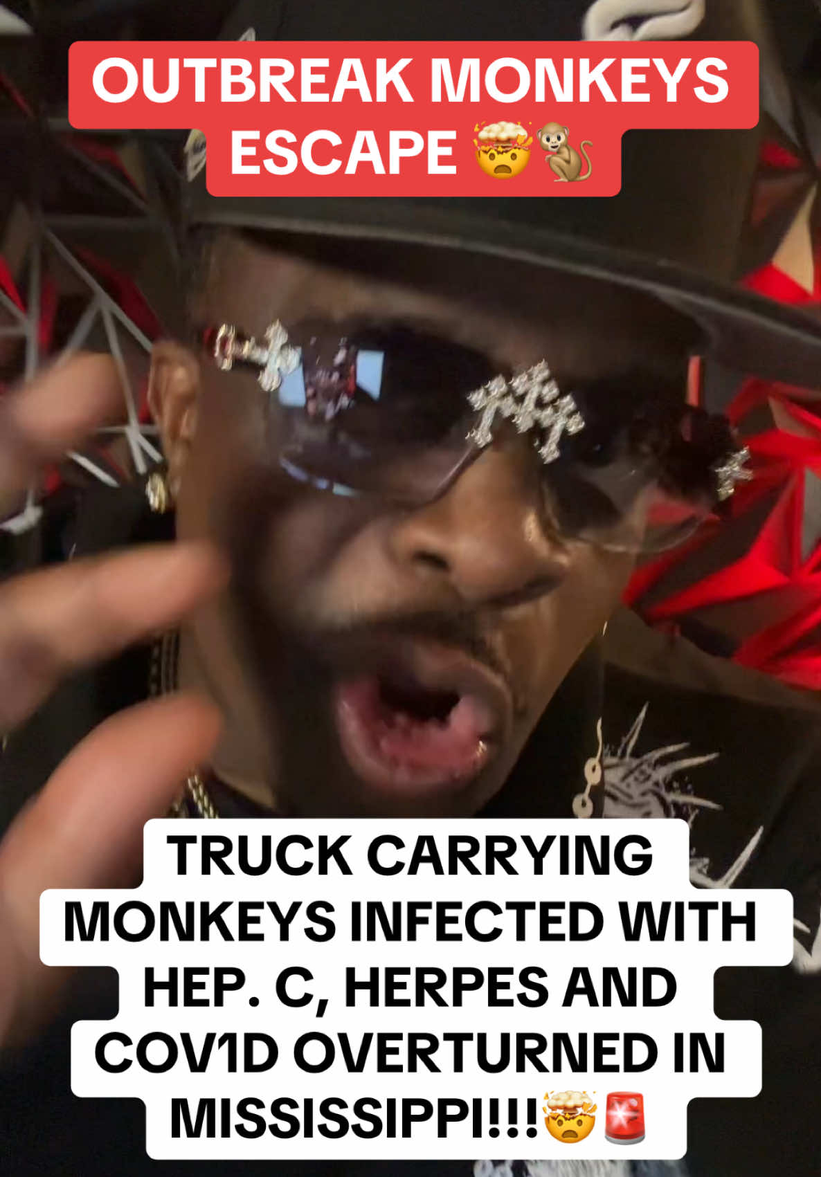 Infected Monkeys escaped after truck crashes in Mississippi!!! 🤯🚨 #monkeys #mississippi #outbreak #scarytiktoks #crash 