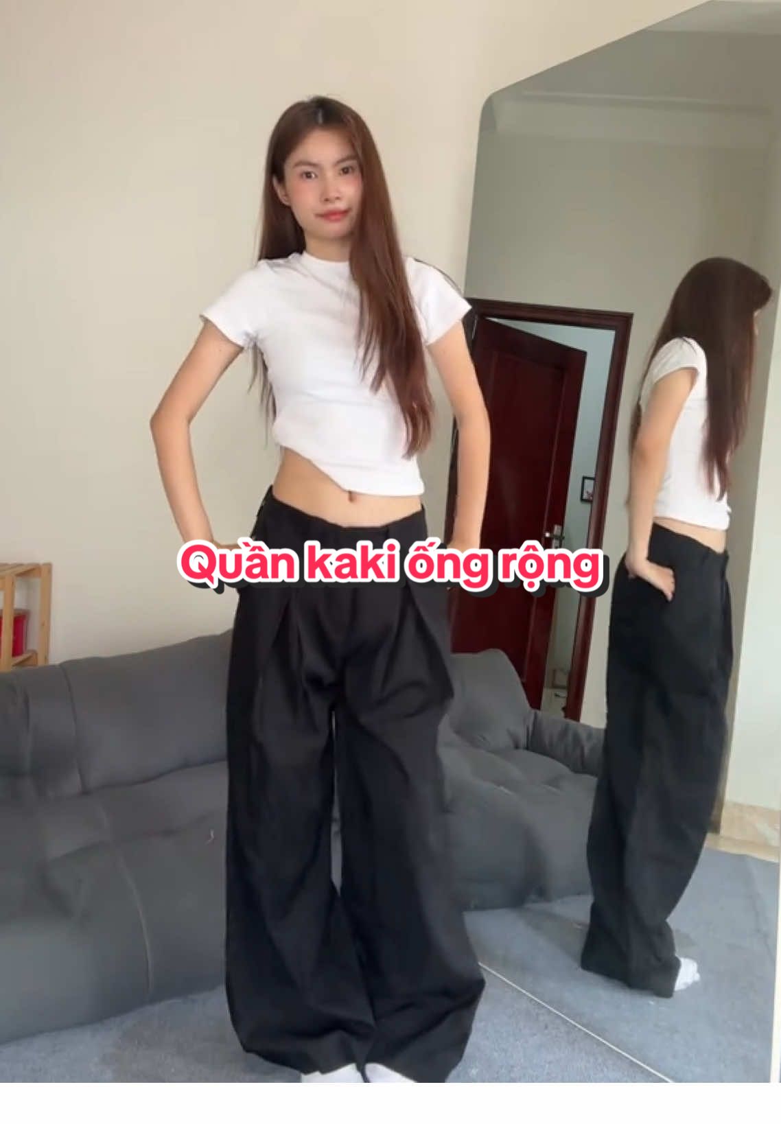 Quần kaki ống rộng #xuhuong #oufitideas #trending #quankaki #quankakiongsuong 