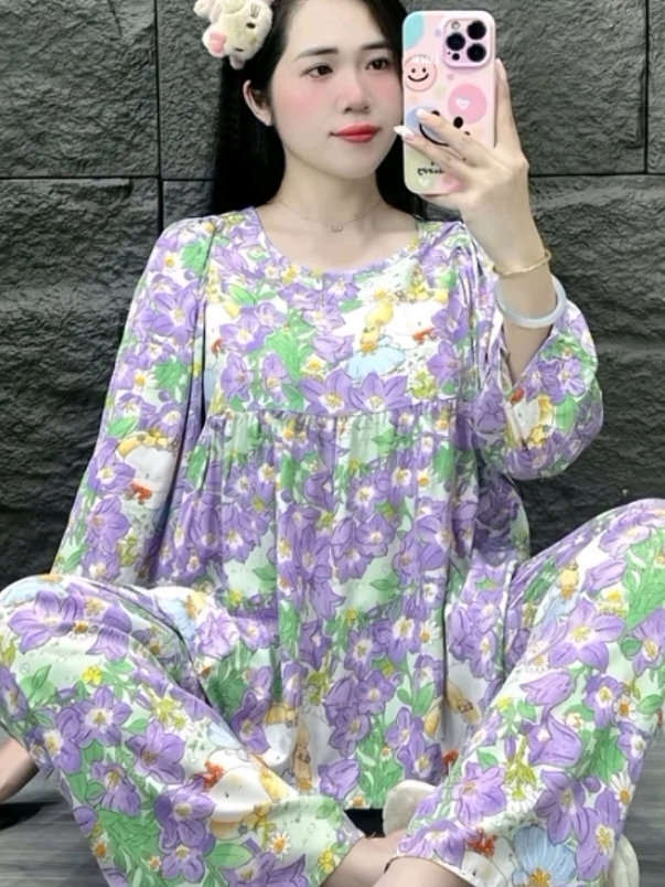 đồ bộ vải tôn lanh quần dài áo tay dài phồng áo baby doll #dobobigsize #dobotole #doboxinh #dobomacnha #xuhuong 