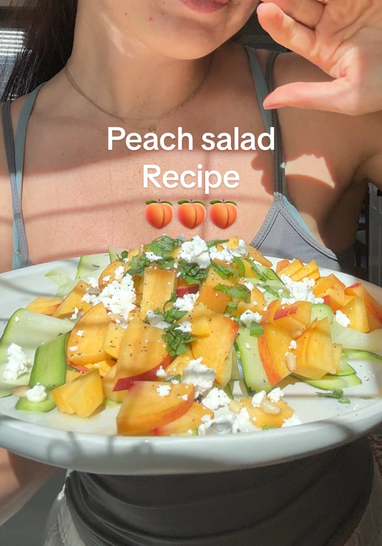 It’s so fresh and yummy 10/10 #fyp #peachsalad #salad #quickrecipes #fruitsalad 