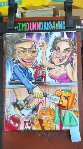 Spooky beats and pumpkin treats! 🎃 I’ve drawn this duo for years—first met at the Florida Strawberry Festival 🍓. This time they said “DJing,” so I thought… why not spin for a pumpkin crowd? 😈 Their pup’s new too. drawn straight from memory! Halloween’s creeping closer, and my art’s only getting darker… stay tuned. 👀 #caricature #halloweenart #spookyseason #pumpkinseason  