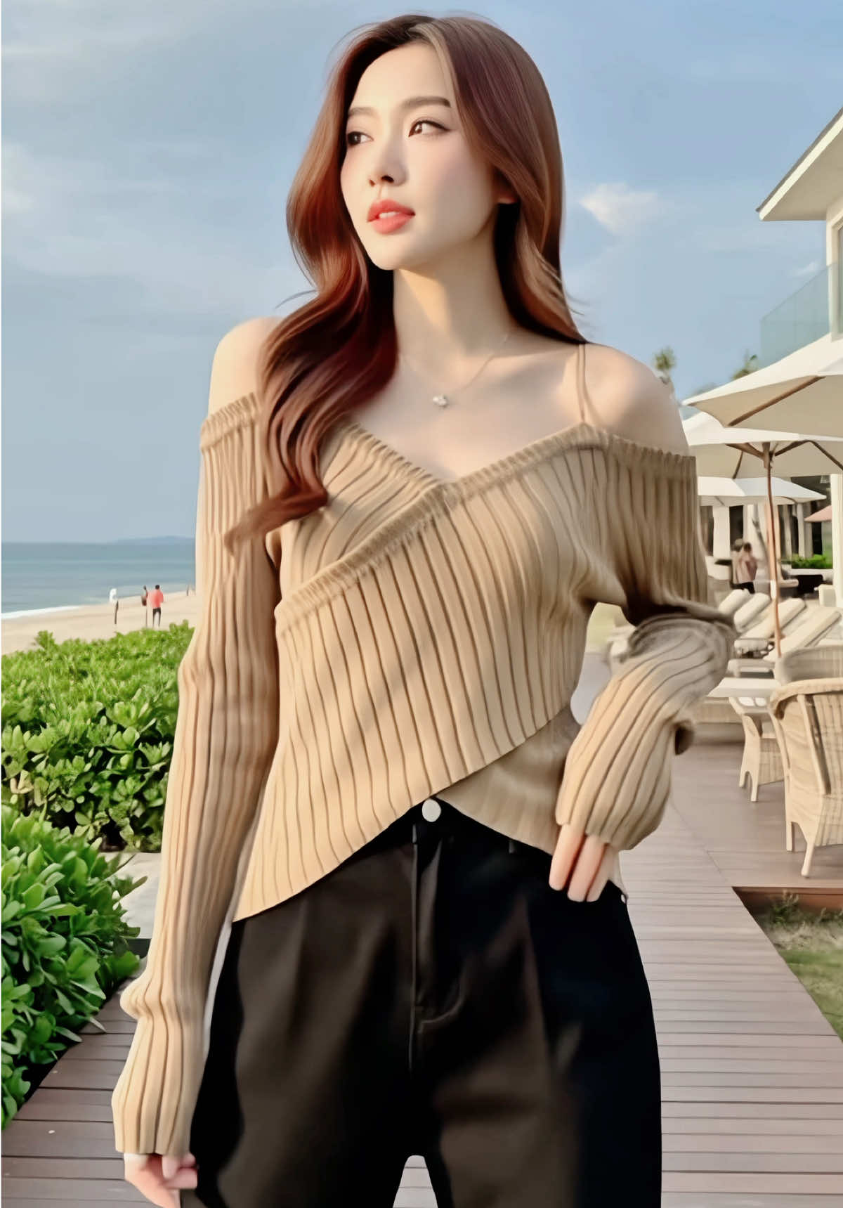 Áo len trễ vai mix 2 dây hàng QC #aolen #aolentrevai #aodepnu #thoitrangnu #minhnguyet3799 