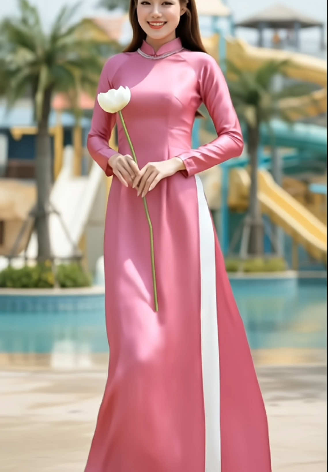 Áo dài nữ lụa ruby cao cấp đính #hoangnganfashion #aodainusinh #aodaitet #aodaixinh #aodaicachtan 