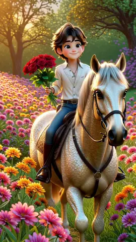 Love rides on the wings of beauty 🌹🐎❤️ #RomanticDream #3DArt #LoveScene ”