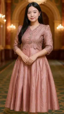 DRES SATIN TILE BORDIR 46677 Midi#milkypink#dresswanitaterbaru 