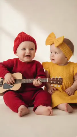 Kakak kecil bernyanyi dengan penuh semangat sambil memainkan gitar mainannya 🎸💕 Adik pun terpana mendengarkan suara indah kakak yang menghibur hari-harinya. #KakakAdikBahagia #MomenManis #AnakCeria #KebersamaanIndah #CintaKeluarga