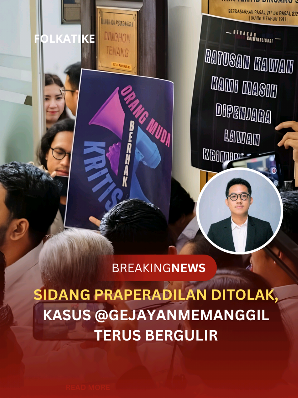 Sidang praperadilan yang ditunggu-tunggu akhirnya berakhir. Hakim menolak permohonan Syahdan dan Muzaffar, dua aktivis yang terseret kasus dugaan penghasutan aksi demonstrasi. Kasus ini pun dipastikan terus berlanjut. #fyp #foryou #demo #praperadilan #hakim 